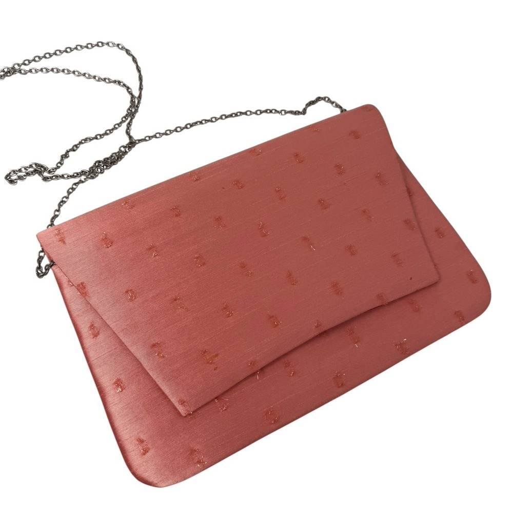Terramina Clubydr Chain Strap Beaded Medium Snap Clutch Shoulder Orange/Peach‎
